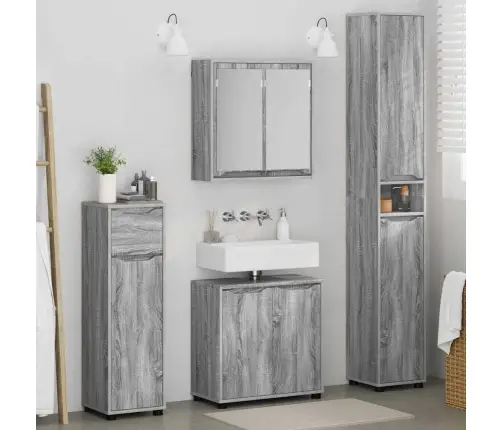 Vannas Istabas Mēbeļu Komplekts Ar Plauktu 4 Pcs Pelēks Sonoma Vidaxl