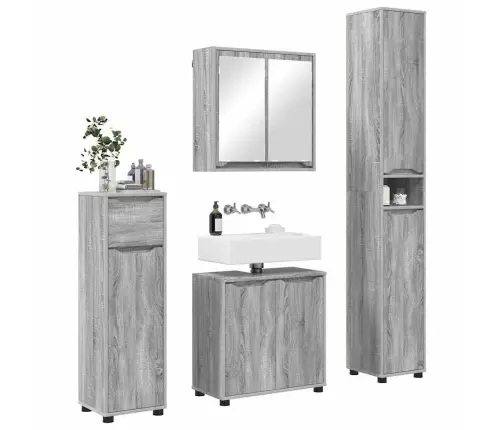 Vannas Istabas Mēbeļu Komplekts Ar Plauktu 4 Pcs Pelēks Sonoma Vidaxl