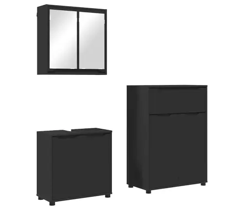 Vannitoa Mööbleset Sahtliga Riiuliga 3 Pcs Must Tehispuit