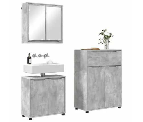 Vannas Istabas Mēbeļu Komplekts Ar Plauktu 3 Pcs Betona Pelēks Vidaxl