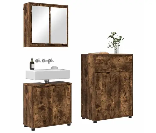 Vannas Istabas Mēbeļu Komplekts Ar Atvilktni 3 Pcs Dūmaka Ozols Vidaxl