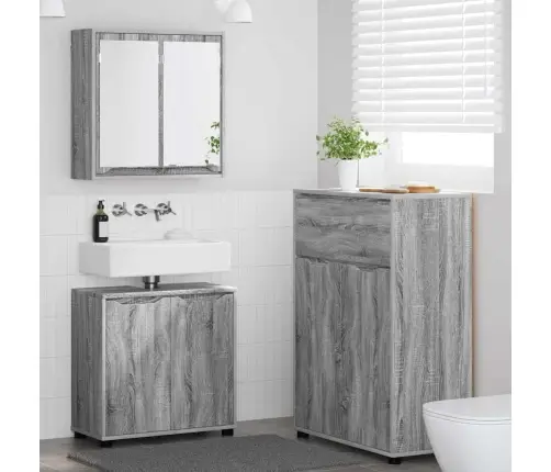 Vannas Istabas Mēbeļu Komplekts Ar Plauktu 3 Pcs Pelēks Sonoma Vidaxl