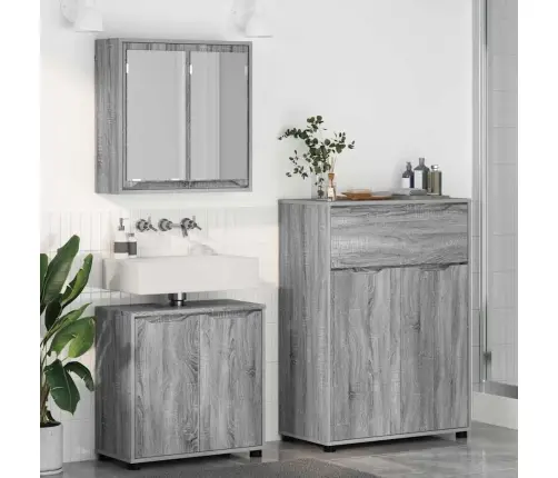 Vannas Istabas Mēbeļu Komplekts Ar Plauktu 3 Pcs Pelēks Sonoma Vidaxl