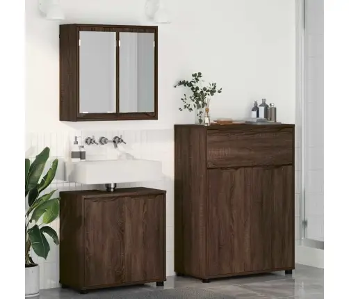 Vannas Istabas Mēbeļu Komplekts Ar Atvilktni 3 Pcs Brūns Ozols Vidaxl