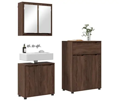 Vannas Istabas Mēbeļu Komplekts Ar Atvilktni 3 Pcs Brūns Ozols Vidaxl