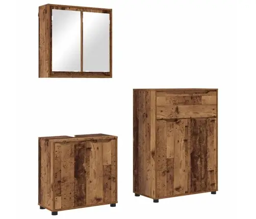 Vannas Istabas Mēbeļu Komplekts Ar Atvilktni 3 Pcs Vecs Koks Vidaxl