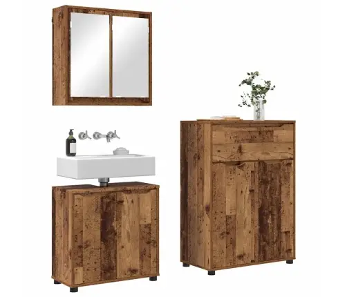 Vannas Istabas Mēbeļu Komplekts Ar Atvilktni 3 Pcs Vecs Koks Vidaxl
