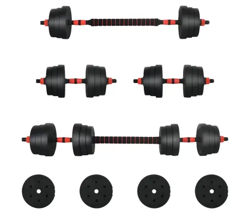 2-In-1 Hanteles Komplekts Melns Un Sarkans 121 X 19,5 X 19,5 Cm Vidaxl