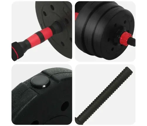 4-In-1 Hanteles Komplekts Melns Un Sarkans 121 X 19,5 X 19,5 Cm Vidaxl