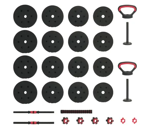 4-In-1 Hanteles Komplekts Melns Un Sarkans 121 X 19,5 X 19,5 Cm Vidaxl