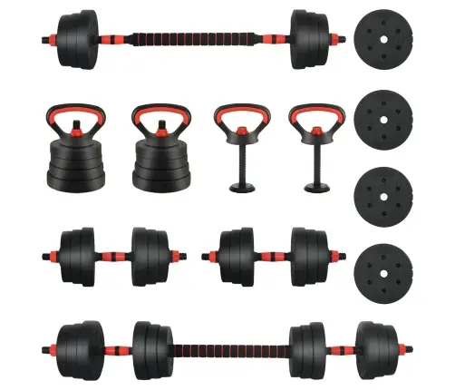 4-In-1 Hanteles Komplekts Melns Un Sarkans 121 X 19,5 X 19,5 Cm Vidaxl