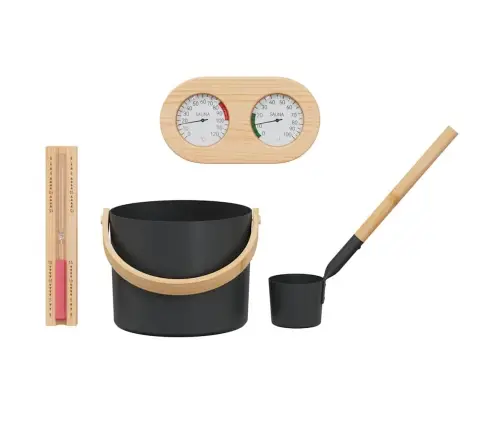 Sauna Aksessuaaride Komplekt 4 Pcs Must