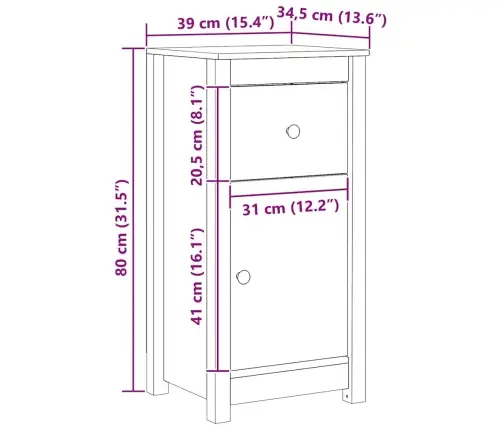 Kabalas Su Stalčių 2 Pcs Vaško Ruda 39 X 34,5 X 80 Cm