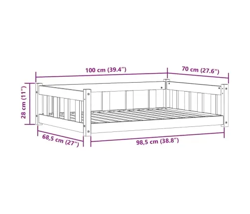 Suņu Gulta Vaks Brūns 55 X 45 X 28 Cm Ciets Priedes Koks Vidaxl