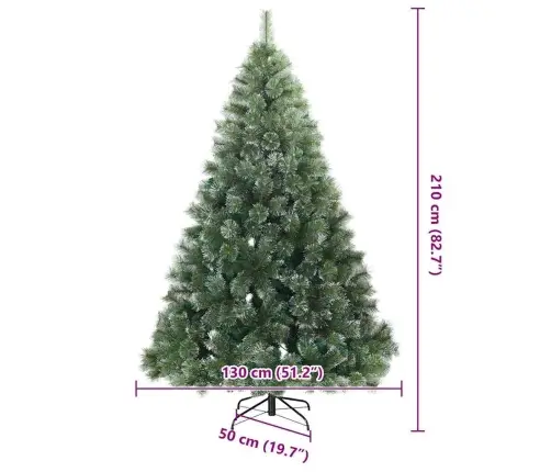 Kunstlik Hingedega Jõulupuu Lume Kaetud Valge 210 Cm Pvc, Teras