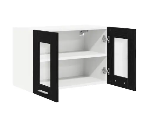 Seinakapp Uksega 2 Pcs Must Tamm 60 X 31 X 40 Cm Tehispuit