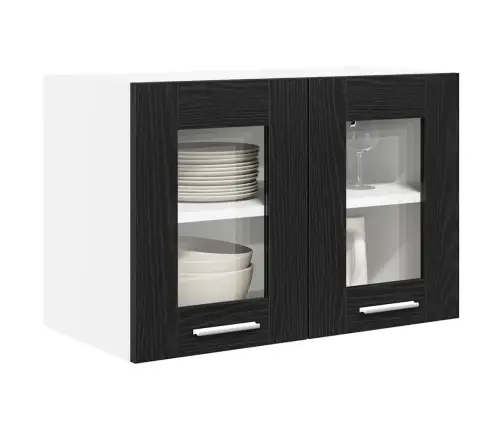 Seinakapp Uksega 2 Pcs Must Tamm 60 X 31 X 40 Cm Tehispuit