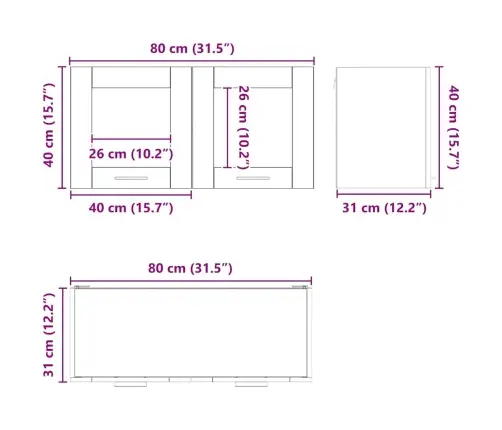 Piekarams Skapītis Riga Balts 80 X 31 X 40 Cm Inženierijas Koks Vidaxl