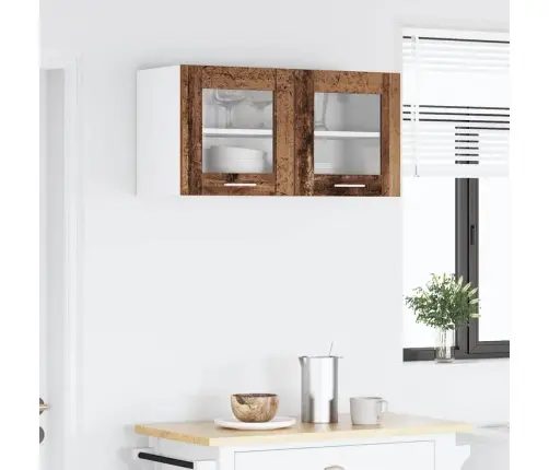 Seinakapp Uksega Vana Puu Ja Valge 80 X 31 X 40 Cm Tehispuit