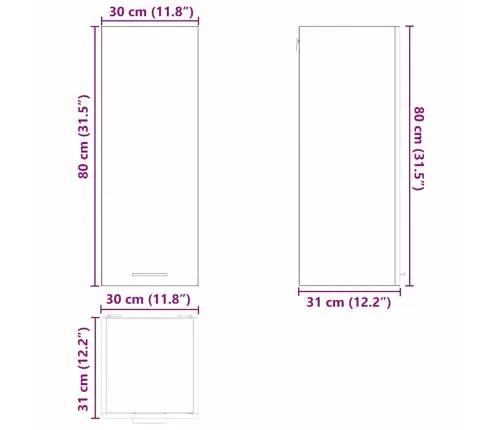 Pakabinama Spintelė Balta 30 X 31 X 80 Cm Apdirbta Mediena