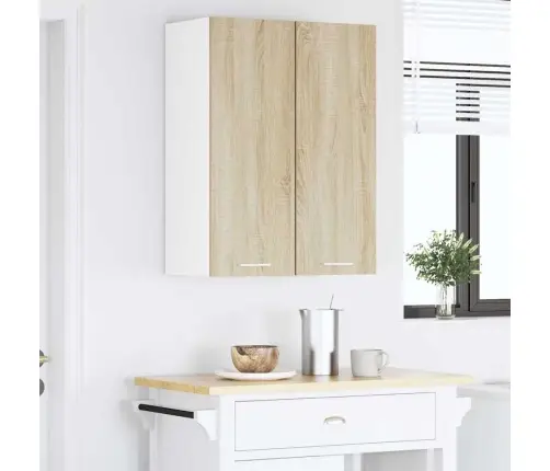 Seinakapp Uksega 2 Pcs Sonoma Tammes Ja Valges 30 X 31 X 80 Cm