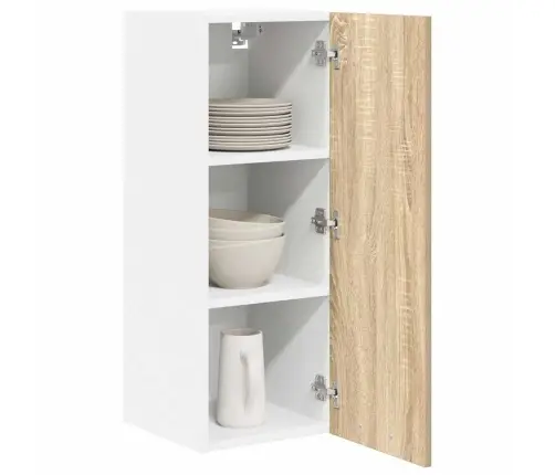 Seinakapp Uksega 2 Pcs Sonoma Tammes Ja Valges 30 X 31 X 80 Cm