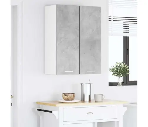 Seinakapp Uksega Betoonhall Ja Valge 30 X 31 X 80 Cm Tehispuit