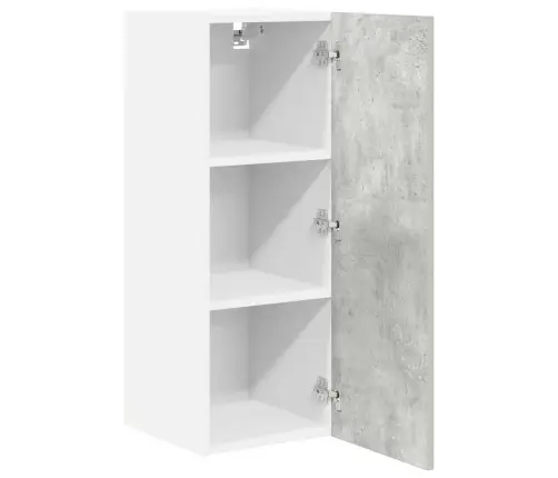 Seinakapp Uksega Betoonhall Ja Valge 30 X 31 X 80 Cm Tehispuit