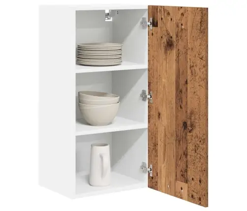 Seinakapp Uksega Vana Puu Ja Valge 40 X 31 X 80 Cm Tehispuit