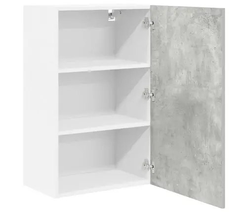 Seinakapp Uksega Betoonhall Ja Valge 50 X 31 X 80 Cm Tehispuit