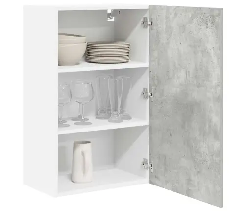 Seinakapp Uksega Betoonhall Ja Valge 50 X 31 X 80 Cm Tehispuit