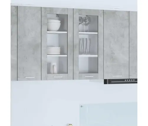 Seinakapp Uksega 2 Pcs Betoonhall 40 X 31 X 80 Cm Tehispuit