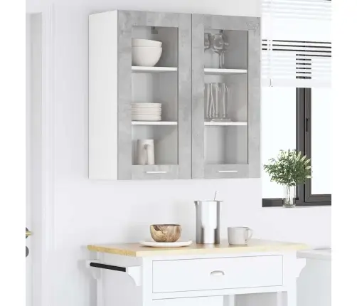 Seinakapp Uksega 2 Pcs Betoonhall 40 X 31 X 80 Cm Tehispuit