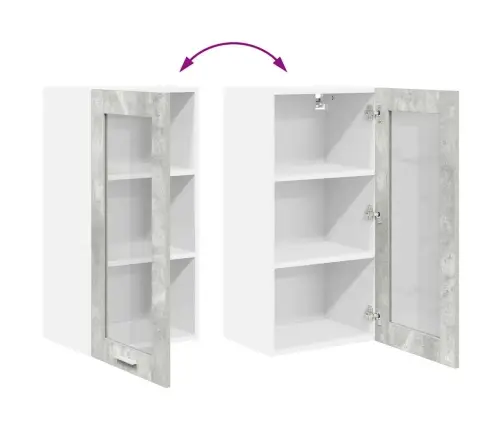 Seinakapp Uksega 2 Pcs Betoonhall 40 X 31 X 80 Cm Tehispuit