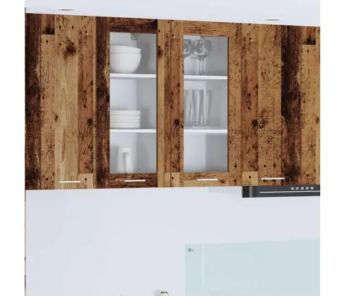 Seinakapp Uksega 2 Pcs Vana Puit 40 X 31 X 80 Cm Tehispuit