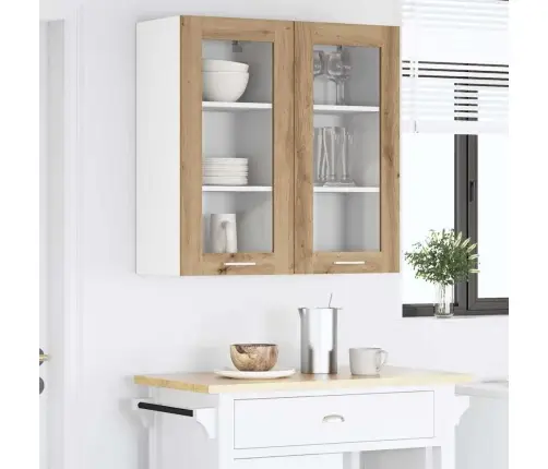 Seinakapp Uksega 2 Pcs Vana Puit 40 X 31 X 80 Cm Tehispuit