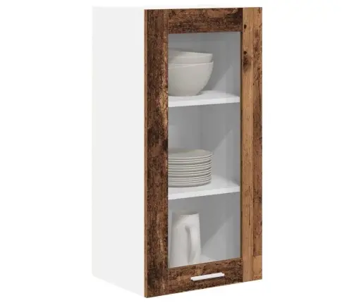 Seinakapp Uksega 2 Pcs Vana Puit 40 X 31 X 80 Cm Tehispuit