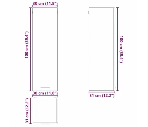 Piekarams Skapītis Ar Plauktu Riga Balts 30 X 31 X 100 Cm Vidaxl