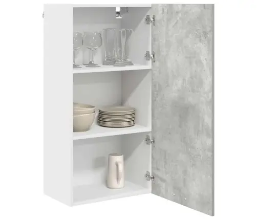 Seinakapp Uksega Betoonhall Ja Valge 50 X 31 X 100 Cm Tehispuit