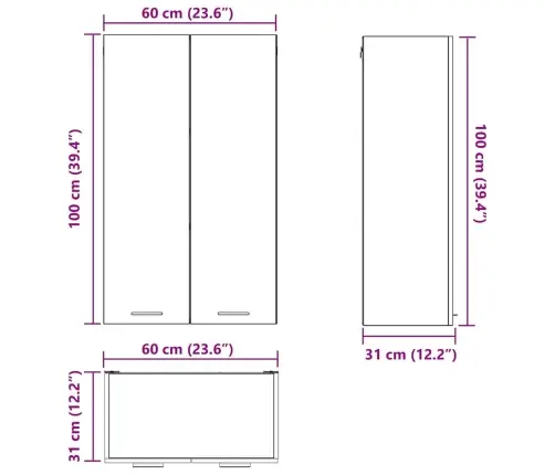 Piekarams Skapītis Riga Pelēks Sonoma 60 X 31 X 100 Cm Vidaxl