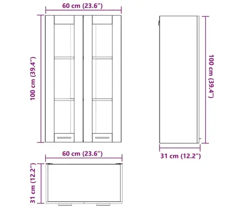 Piekarams Skapītis Riga Pelēks Sonoma 60 X 31 X 100 Cm Vidaxl