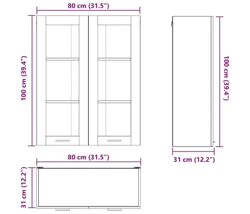 Seinakapp Ladustamisega Vana Puit 80 X 31 X 100 Cm Tehispuit