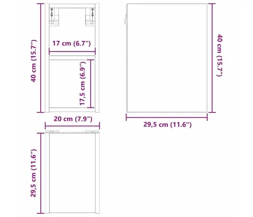 Piekarams Skapītis Riga Melns Ozolkoks 20 X 29.5 X 80 Cm Vidaxl