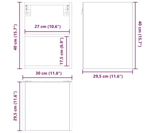 Piekarams Skapītis Riga Betona Pelēks 30 X 29,5 X 40 Cm Vidaxl