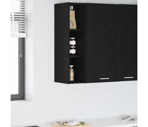 Seinakapp Ladustamisega Must Tamm 20 X 29,5 X 80 Cm Tehispuit