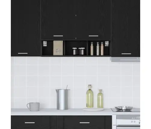 Seinakapp Ladustamisega Must Tamm 20 X 29,5 X 80 Cm Tehispuit