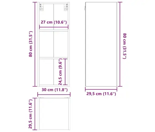Piekarams Skapītis Ar Plauktu Riga Balts 30 X 29,5 X 80 Cm Vidaxl