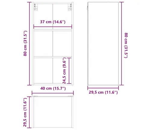 Seinakapp Riga Suitsetatud Tamm 40 X 29,5 X 80 Cm Tehispuit