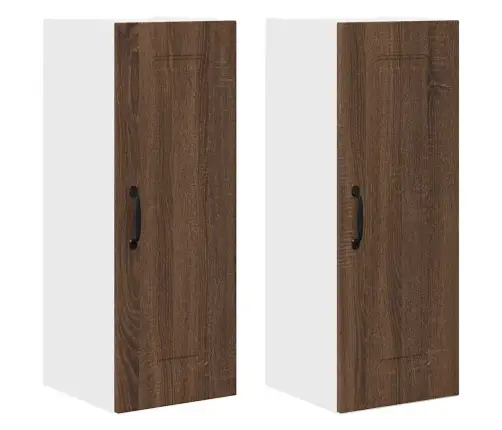 Virtuves Sienas Skapītis 2 Pcs Brūns Ozols 30 X 31 X 80 Cm Vidaxl