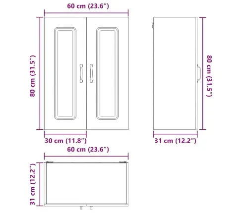 Köögikapp Ladustamisega Kalmar Valge 60 X 31 X 80 Cm Tehispuit